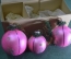 Елочные шары, розовые (3 штуки, в коробке) #1. Стекло. ГДР.