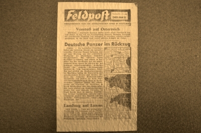 Американская листовка, полевая почта, № 12, Январь 1944 "Немецкая броня сдает позиции". Оригинал.