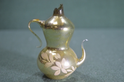 Елочная игрушка стеклянная "Кувшин, чайник". Стекло, подвес. СССР.