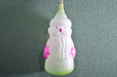 Елочная стеклянная игрушка "Дедушка Мороз" #3. Стекло.