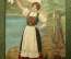 Открытка "Девушка в национальном костюме машет платочком". Болгария, 1906 год.