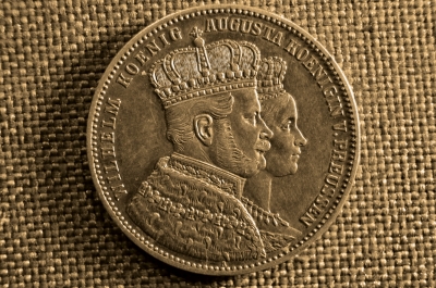 1 Талер 1861 года. Германия, Пруссия, серебро. Вильгельм-Августа (коронационный)