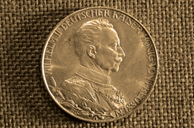 2 Марки 1913 года, A. Германская империя, Пруссия, серебро. 25-летие правления Вильгельма II.