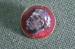 Знак значок "Георгий Димитров". Тяжелый металл. Горячая эмаль. Накладка. Болгария. 1950-е годы.