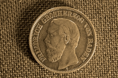 2 марки 1896 года, G. Германская империя, Баден, серебро. Фридрих I.