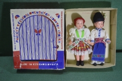 Куклы в национальных костюмах "Olsavsky Par". 2 шт. в коробке. Чехословакия времен СССР.