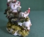 Статуэтка, композиция "Рождественские коровы". Рождество, елка. Пластик.