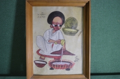 Рисунок этнический, Эфиопия. Козья шкура. Приготовление пищи.