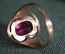 Кольцо, серебряное колечко. Серебро, позолота, камень рубинового цвета. 
