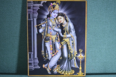 Картина "Кришна и Радха". Печать. Индия. 