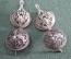 Серьги, сережки серебряные "Шары с орнаментом". Серебро 925 проба.