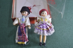 Куклы парные в национальных одеждах. Коробка. Чехословакия. Lidova Tvorba Uh.Brod. 1970-е