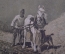 Старинная репродукция "Весенная пахота, крестьянин с плугом и лошадью". Н. Каразин, 1889