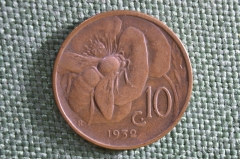 Монета 10 чентезимо 1932 года, Италия. Витторио Эммануэль III. Italia.