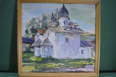 Картина "У Покрова и Рождества". Масло, картон. Автор - Запорожец. 1997 год.