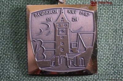 Стрелковая медаль, посвященная соревнованиям в Нойнкирхе, Швейцария, 1987 год. Neunkirch.