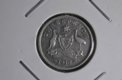3 пенса 1910 года. Серебро. Австралия.