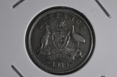 6 пенсов 1910 года. Серебро. Австралия.