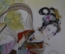 Тарелка декоративная "Девушка с веером в саду". Японская тема. Роспись, позолота. 