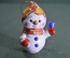 Игрушка елочная "Снеговичок #3". Керамика, майолика, ручная роспись.
