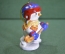 Игрушка елочная "Снеговик - хоккеист". Керамика, майолика, ручная роспись. 