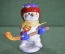 Игрушка елочная "Снеговик - хоккеист". Керамика, майолика, ручная роспись. 