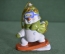 Игрушка елочная "Снеговик - сноубордист". Керамика, майолика, ручная роспись. 
