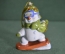 Игрушка елочная "Снеговик - сноубордист". Керамика, майолика, ручная роспись. 