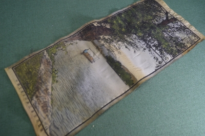 Шелкография, картина на ткани "Лодка на реке". Китай, середина XX века. Шелк.