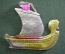 Елочная игрушка "Корабль, парусник". Картонаж, фольга. Подвесная. #2