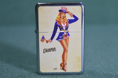 Зажигалка бензиновая "Девушка Диана, Pin-Up". Под Зиппо, Zippo.