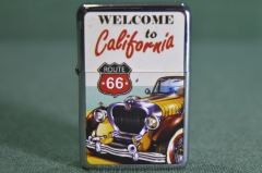 Зажигалка бензиновая "Добро пожаловать в Калифорнию. California, трасса 66". Под Зиппо, Zippo.
