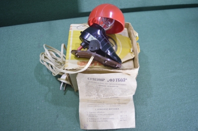 Ночник - светильник "Футбол бутса". Красный. Спартак. В коробке. СССР. 1970 год. #X4