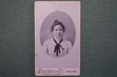 Фотография старинная "Девушка в белой блузке". Фотограф Цаплин, Тамбов