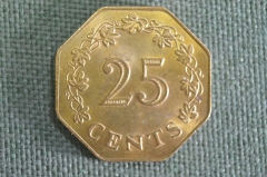 Монета 25 центов 1975 года. Мальта. UNC.