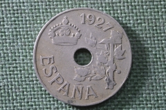 Монета 25 сантимов 1927, года. Испания. 