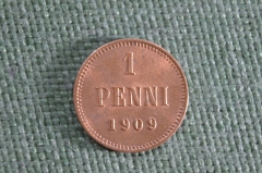 Монета 1 пенни 1914 года. Финляндия. Российская Империя. UNC.