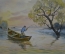 Картина "Утро на рыбалке", акварель. Автор - Шавлов А.Ф., 1992г.