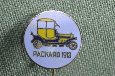 Знак, значок "Ретро Автомобиль Packard 1913". Паккард. Заколка. Тяжелый металл, эмали.