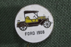 Знак, значок "Ретро Автомобиль Ford 1908". Форд. Заколка. Тяжелый металл, эмали.