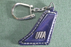 Брелок для ключей "Uta". Авиакомпания Юта, Франция. Авиация. Кожа, металл.