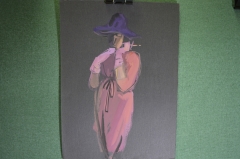Рисунок "Эскизы платьев для журнала, мода". Бумага, карандаш, краска. #10