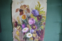 Картина, рисунок "Букет цветов". Бумага, акварель. #4