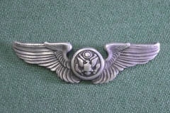 Знак крылья военного пилота штурмана бомбардировщика. Серебро. Авиация. Америка. США. 1940-е годы.