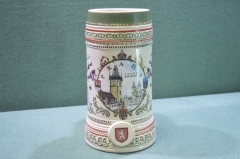 Кружка пивная большая 1 литр "Чехия Прага". Керамика.