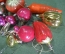 Елочные новогодние игрушки, украшения. 13 штук. Овощи грибы. Помидор, морковь. Стекло. Подборка # 83