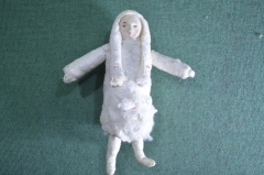 Игрушка ёлочная ватная "Девочка". Штампованная текстильная головка, Артель 1930 - 1940 -е гг.