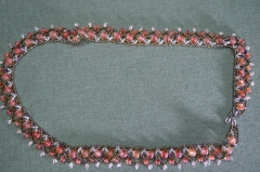 Бусы, ожерелье, плетение бисер. Длина 60 см. Женское украшение.