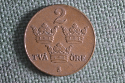 Монета 2 эре 1930 года, Швеция. Tva ore. Med folket for fosterlandet.