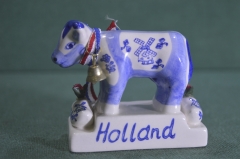 Статуэтка фигурка фарфоровая "Корова с кломпами". Фарфор. Delft. Голландия.